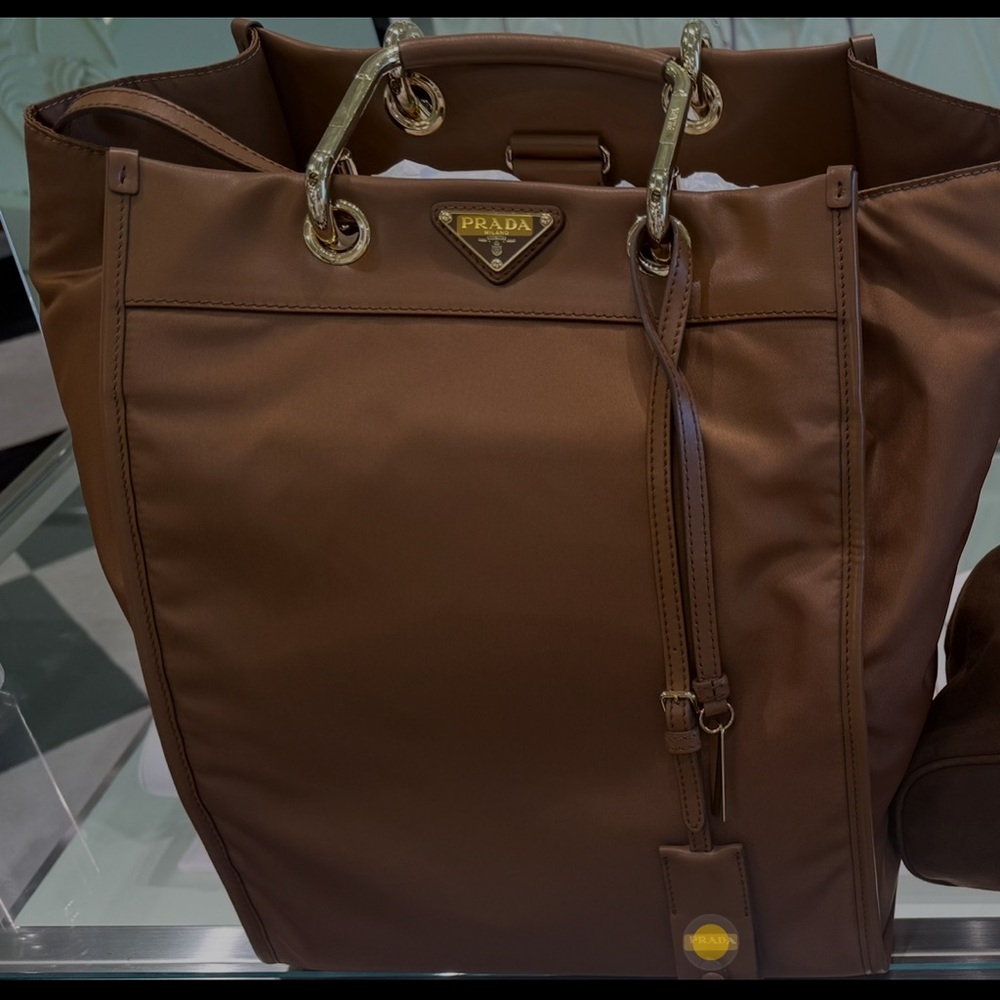 100% Authentic Prada Large Re-Nylon and Leather Tote Bag